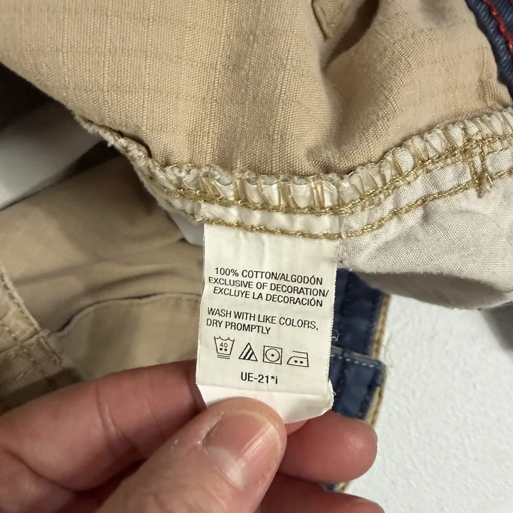 Izod Mens Khaki Cargo Shorts Ripstop Retro Y2K Baggy Skater Streetwear Size 38‎